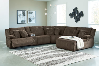 Myers Furniture Outlet - Ashley Furniture - Top Tier Sectional - 6-Piece Reclining Sectional with Chaise / Chocolate - 92705S1
