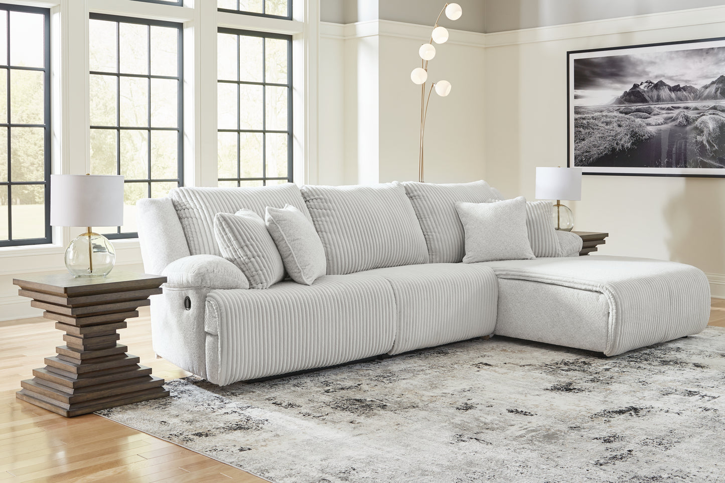 Myers Furniture Outlet - Ashley Furniture - Top Tier Sectional - 3-Piece Reclining Sectional Sofa Chaise / Alloy - 92706S6