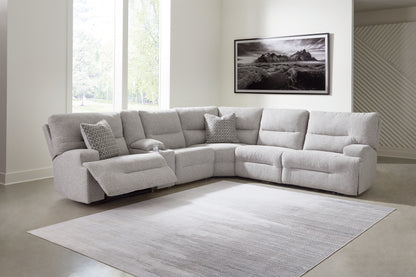 Myers Furniture Outlet - Ashley Furniture - Acklen Place Sectional - 6-Piece Power Reclining Sectional / Pewter - 93605S9