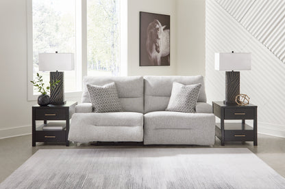 Myers Furniture Outlet - Ashley Furniture - Acklen Place Sectional - 2-Piece Power Reclining Sectional Loveseat / Pewter - 93605S16