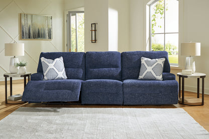 Myers Furniture Outlet - Ashley Furniture - Acklen Place Sectional - 3-Piece Power Reclining Sectional Sofa / Navy - 93607S18