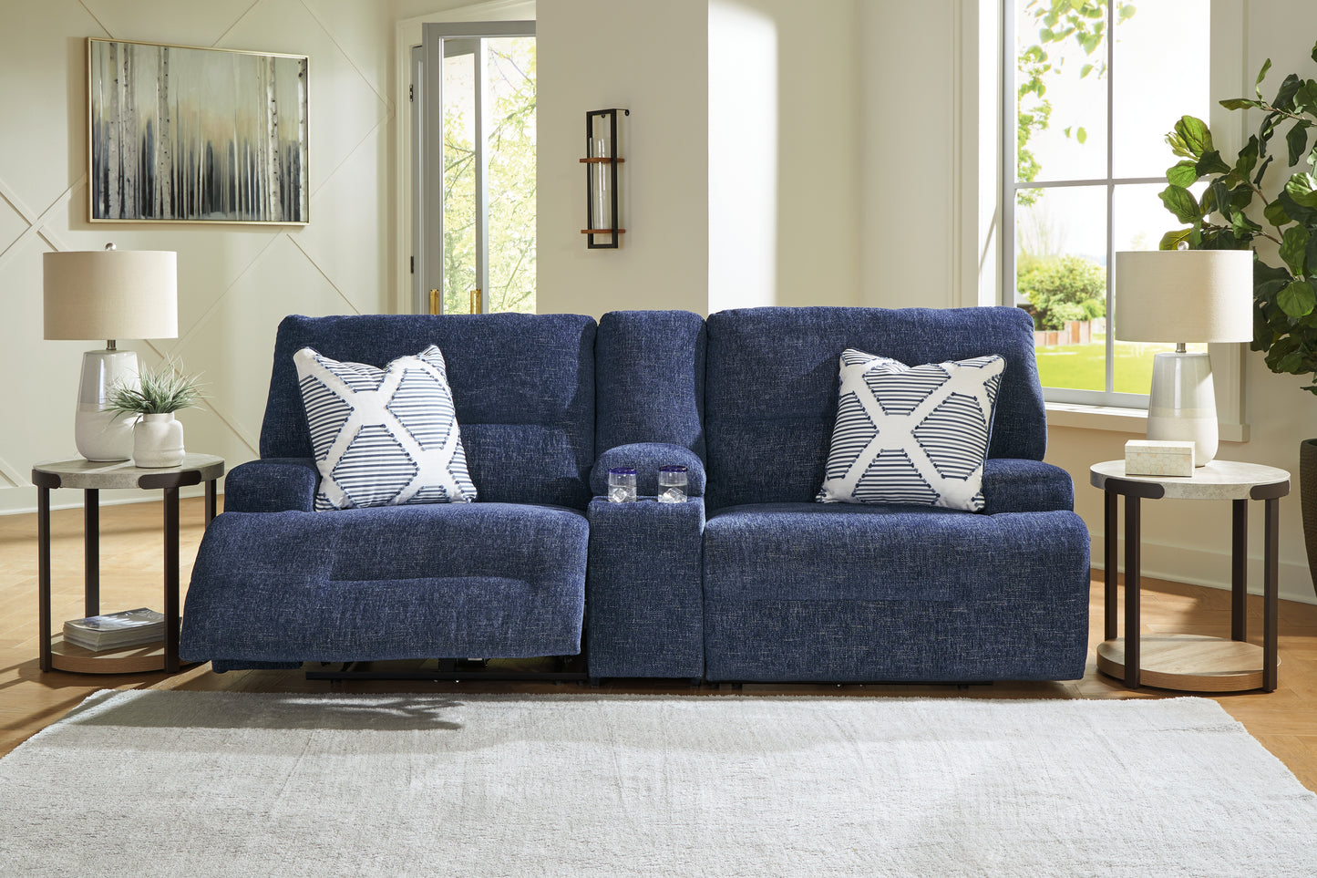 Myers Furniture Outlet - Ashley Furniture - Acklen Place Sectional - 3-Piece Sectional / Navy - 93607S10