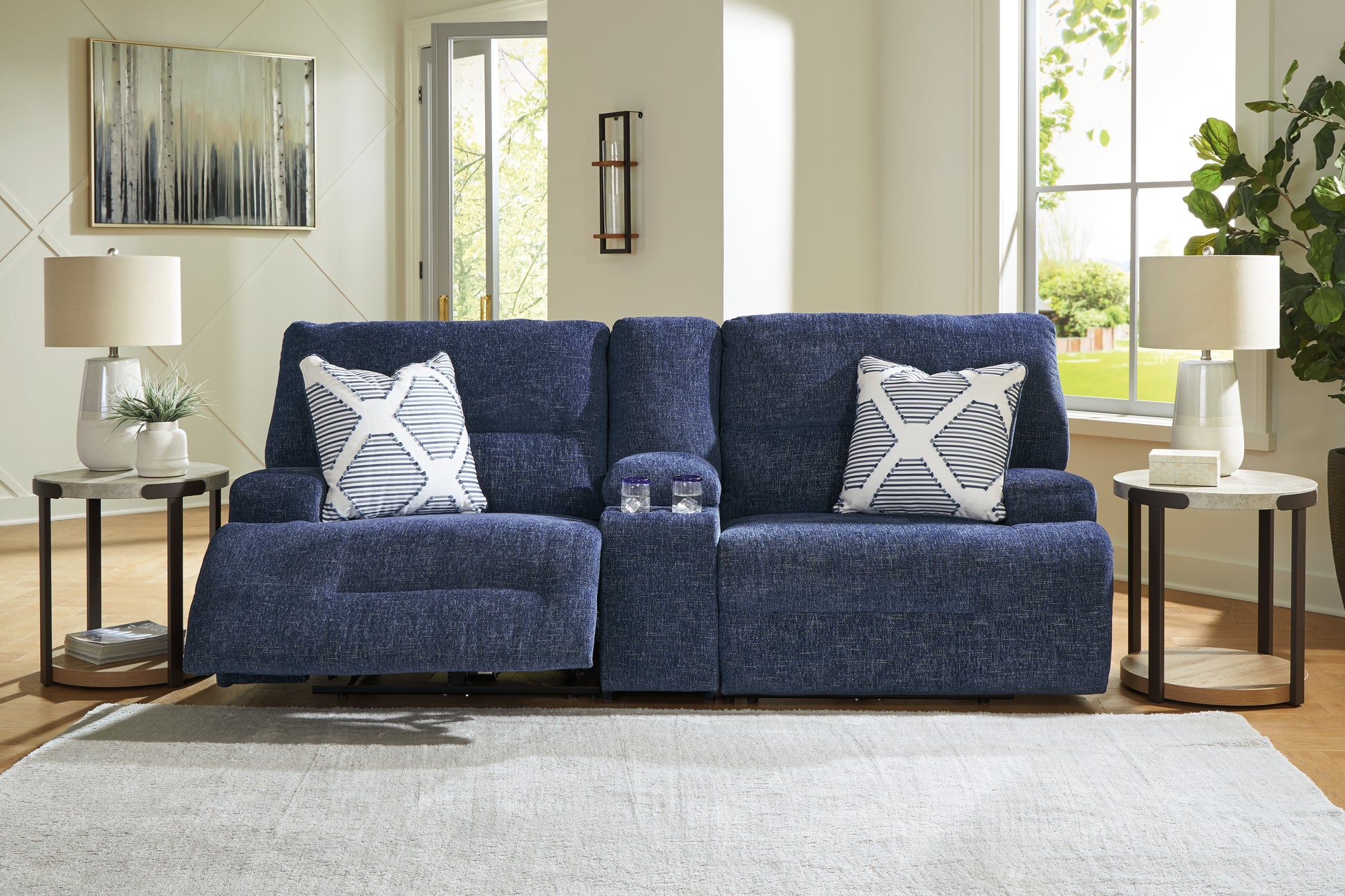 Myers Furniture Outlet - Ashley Furniture - Acklen Place Sectional - 3-Piece Sectional / Navy - 93607S10