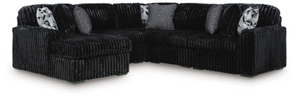 Myers Furniture Outlet - Ashley Furniture - Midnight-Madness Sectional - RAF 5-Piece Sectional with Chaise / Onyx - 98103S21