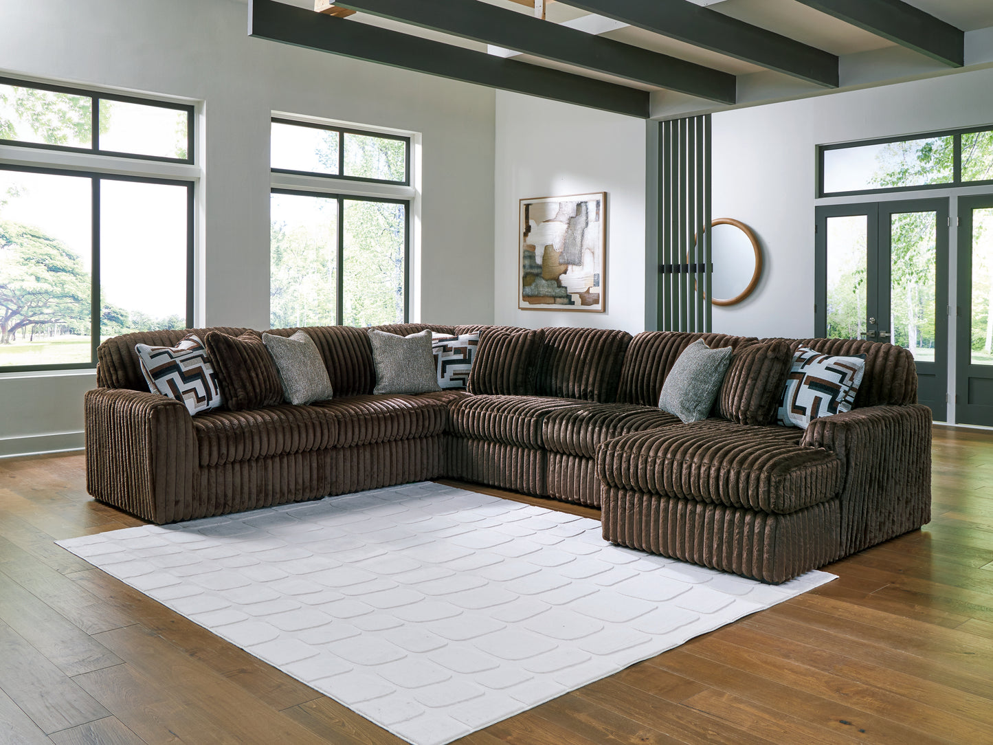 Myers Furniture Outlet - Ashley Furniture - Midnight-Madness Sectional - RAF 6-Piece Sectional with Chaise / Chocolate - 98104S24