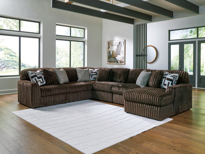 Myers Furniture Outlet - Ashley Furniture - Midnight-Madness Sectional - RAF 6-Piece Sectional with Chaise / Chocolate - 98104S24