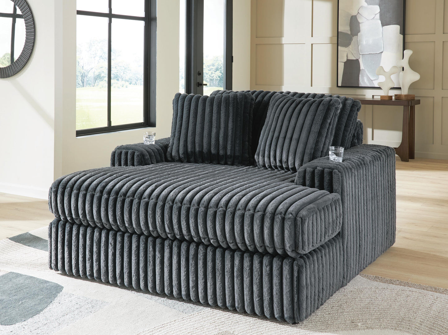 Myers Furniture Outlet - Ashley Furniture - Midnight-Madness Living Room - Oversized Chaise / Gunmetal - 9810515