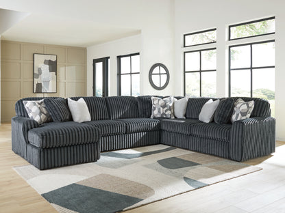 Myers Furniture Outlet - Ashley Furniture - Midnight-Madness Sectional - RAF 4-Piece Sectional with Chaise / Gunmetal - 98105S1