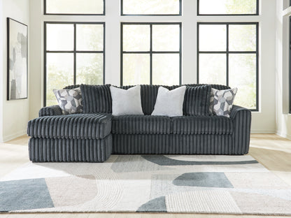 Myers Furniture Outlet - Ashley Furniture - Midnight-Madness Sectional - RAF 2-Piece Sectional Sofa Chaise / Gunmetal - 98105S4