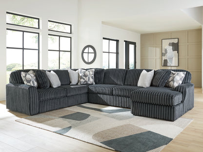 Myers Furniture Outlet - Ashley Furniture - Midnight-Madness Sectional - LAF 4-Piece Sectional with Chaise / Gunmetal - 98105S2