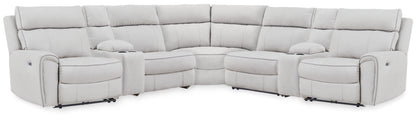 Myers Furniture Outlet - Ashley Furniture - Social Pointe Sectional - 7-Piece Reclining Sectional with Storage Consoles / Pearl/Ash - PC98802S34