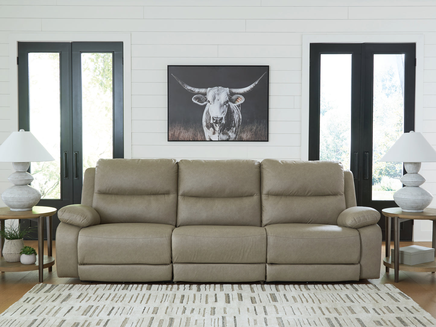 Myers Furniture Outlet - Ashley Furniture - Narwhal Place Sectional - 6-Piece Reclining Sectional with Storage Console / Pebble - PC99201S36