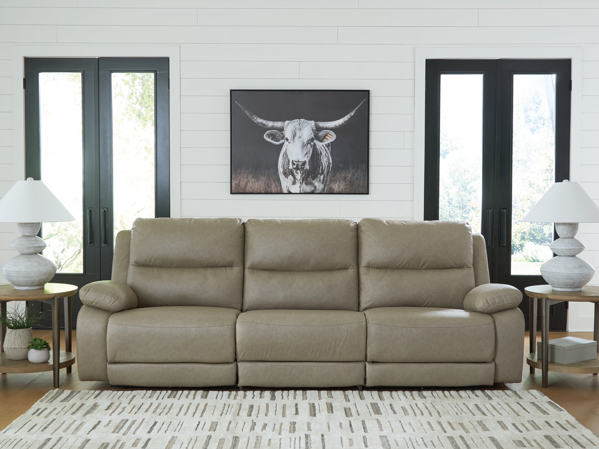 Myers Furniture Outlet - Ashley Furniture - Narwhal Place Sectional - 6-Piece Reclining Sectional with Storage Console / Pebble - PC99201S36