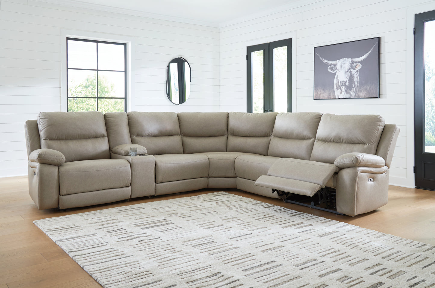 Myers Furniture Outlet - Ashley Furniture - Narwhal Place Sectional - 6-Piece Power Reclining Sectional / Pebble - PC99201S10