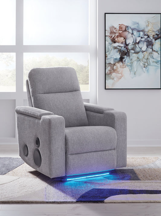 Myers Furniture Outlet - Ashley Furniture - Pineland Living Room - Glider PWR REC w/Audio System / Pewter - PC9930642A