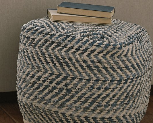 Myers Furniture Outlet - Ashley Furniture - Chevron Pouf - Pouf / Blue - A1000445