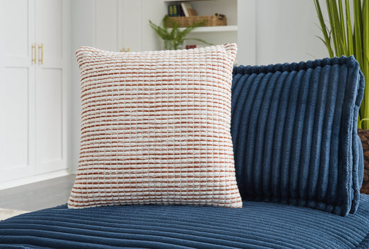 Myers Furniture Outlet - Ashley Furniture - Nashlin Pillows - Pillow (4/CS) / White/Rust - A1001038