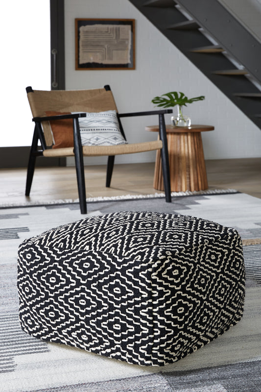 Myers Furniture Outlet - Ashley Furniture - Jasett Pouf - Pouf / Black/Ivory - A1001058