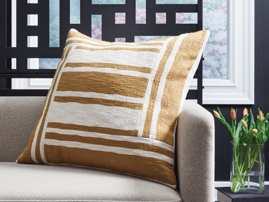 Myers Furniture Outlet - Ashley Furniture - Darrman Pillows - Pillow (4/CS) / Ochre/Ivory - A1001116