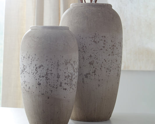 Myers Furniture Outlet - Ashley Furniture - Dimitra Vase - Vase Set (Set of 2) / Brown/Cream - A2000110