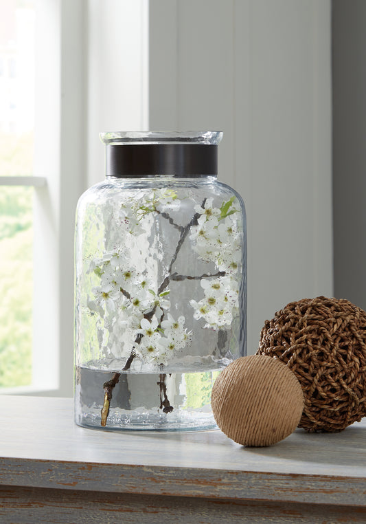 Myers Furniture Outlet - Ashley Furniture - Lukasvale Vase - Vase / Clear/Pewter Finish - A2000585