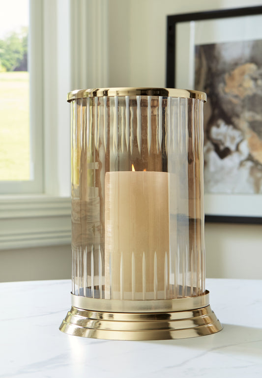Myers Furniture Outlet - Ashley Furniture - Aavinson Candle Holder - Candle Holder / Amber/Gold Finish - A2000687