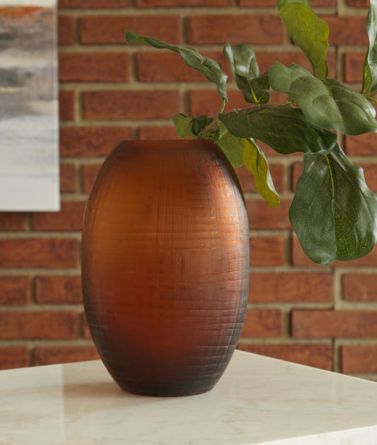 Myers Furniture Outlet - Ashley Furniture - Embersen Vase - Vase (2/CS) / Amber - A2900002