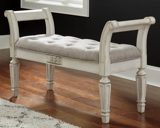 Myers Furniture Outlet - Ashley Furniture - Realyn Accent Bench - Accent Bench / Antique White / 46"W x 16"D x 26"H - A3000157