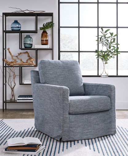 Myers Furniture Outlet - Ashley Furniture - Nenana Next-Gen Nuvella Swivel Glider Accent Chair - Swivel Glider Accent Chair / Denim - A3000646