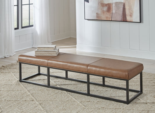 Myers Furniture Outlet - Ashley Furniture - Joston Accent Bench - Accent Bench / Caramel / 71"W x 19"D x 16"H - A3000693