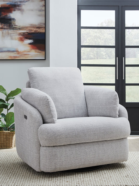 Myers Furniture Outlet - Ashley Furniture - Alainmont Next-Gen Nuvella Swivel Power Recliner - Swivel Power Recliner / Salt and Pepper - A3000738
