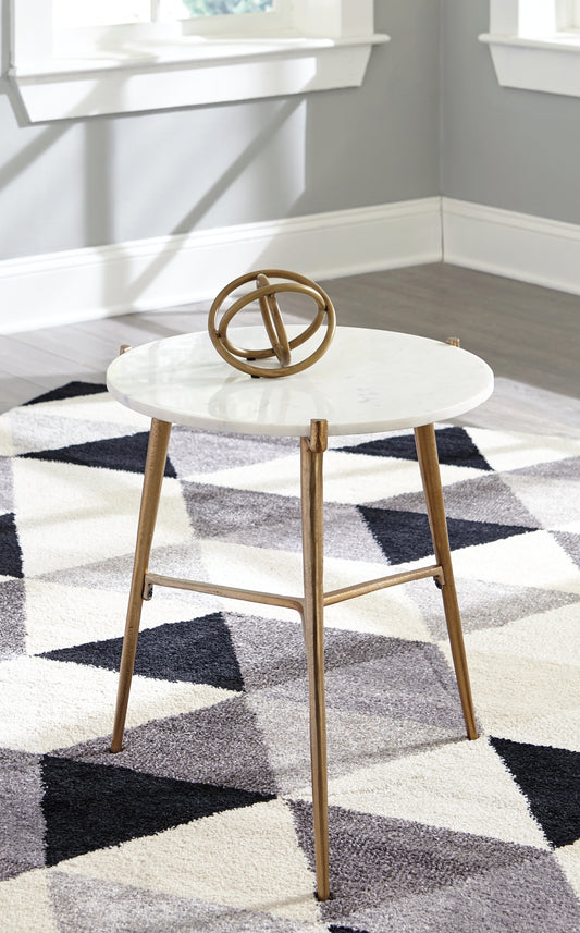 Myers Furniture Outlet - Ashley Furniture - Chadton Accent Table - Accent Table / White/Gold Finish - A4000004