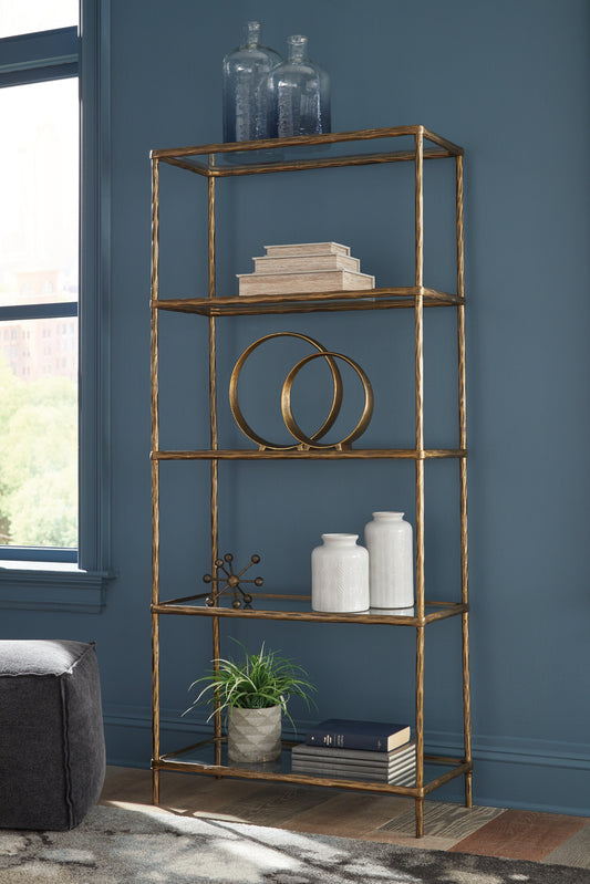Myers Furniture Outlet - Ashley Furniture - Ryandale Bookcase - Bookcase / Antique Brass Finish - A4000441