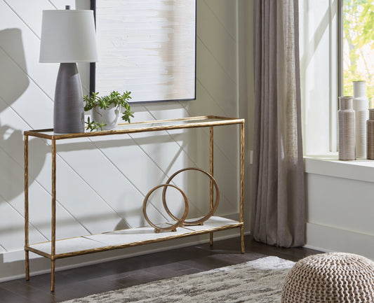Myers Furniture Outlet - Ashley Furniture - Ryandale Console Sofa Table - Console Sofa Table / Antique Brass Finish - A4000443