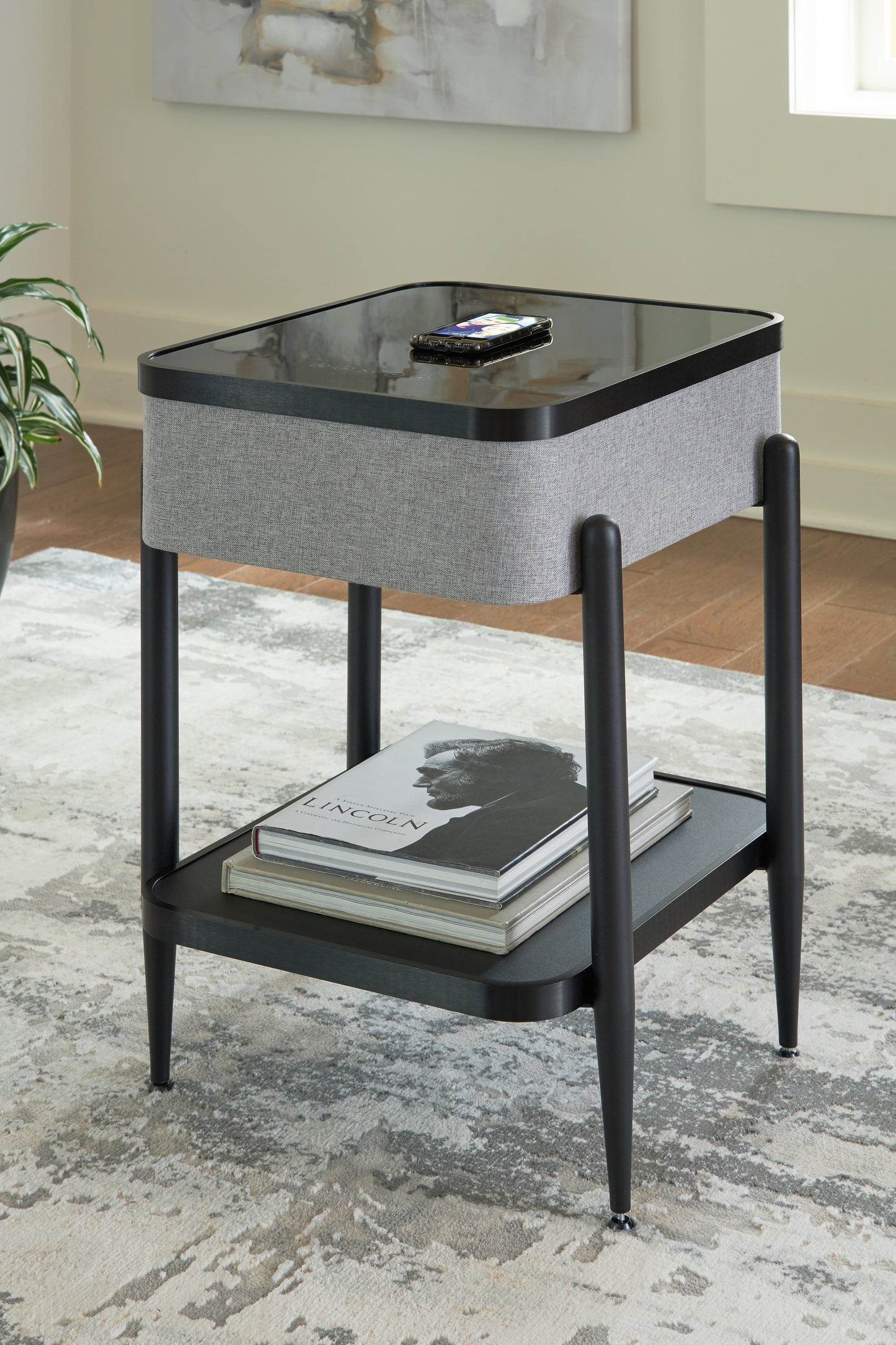 Myers Furniture Outlet - Ashley Furniture - Jorvalee Accent Table with Speaker - Accent Table with Speaker / Gray/Black - A4000550