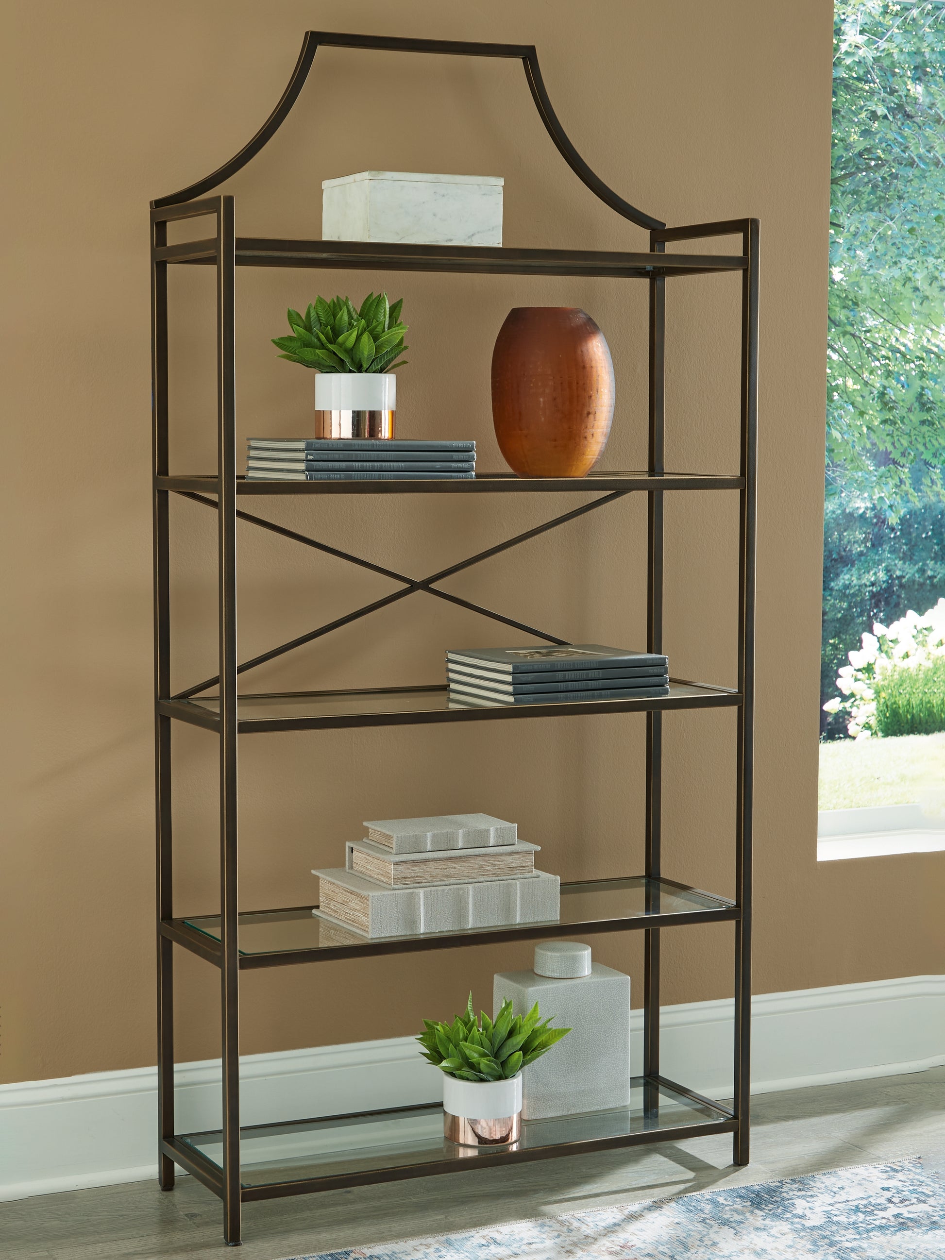 Myers Furniture Outlet - Ashley Furniture - Bernonly Bookcase - Bookcase / Antique Bronze Finish - A4000556