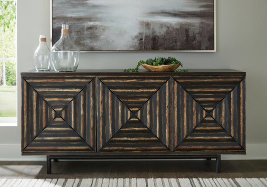 Myers Furniture Outlet - Ashley Furniture - Fair Ridge Accent Cabinet - Accent Cabinet / Distressed Black - A4000573