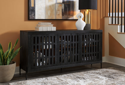 Myers Furniture Outlet - Ashley Furniture - Vallisburg Accent Cabinet - Accent Cabinet / Black/Natural - A4000644