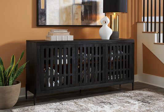 Myers Furniture Outlet - Ashley Furniture - Vallisburg Accent Cabinet - Accent Cabinet / Black/Natural - A4000644