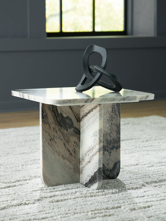 Myers Furniture Outlet - Ashley Furniture - Baretton Accent Coffee Table - Accent Cocktail Table / Black/White/Taupe - A4000671