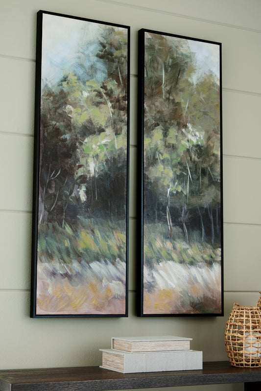 Myers Furniture Outlet - Ashley Furniture - Dansot Wall Decor - Wall Art Set (Set of 2) / Green/Brown - A8000393