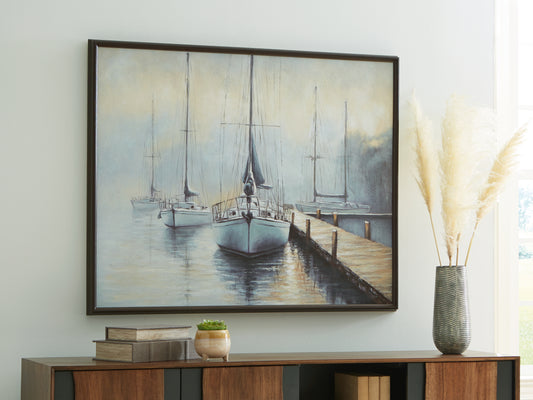 Myers Furniture Outlet - Ashley Furniture - Worthney Wall Decor - Wall Art / Blue/White/Brown - A8000457