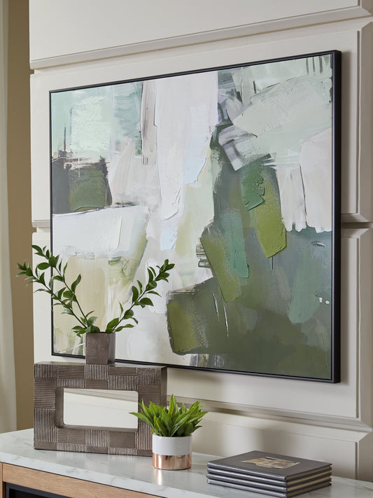 Myers Furniture Outlet - Ashley Furniture - Vinick Wall Decor - Wall Art / Green/Gray/White - A8000459
