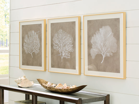 Myers Furniture Outlet - Ashley Furniture - Hendridge Wall Decor - Wall Art Set (3/CN) / Taupe/White - A8000486