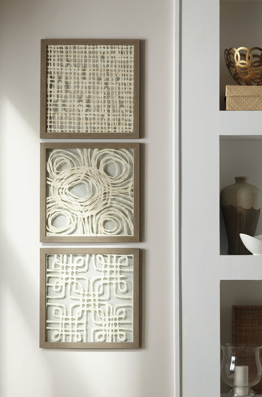 Myers Furniture Outlet - Ashley Furniture - Odella Wall Decor - Wall Decor Set (3/CN) / Cream/Taupe - A8010009
