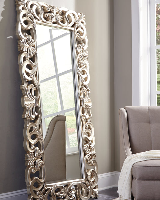 Myers Furniture Outlet - Ashley Furniture - Lucia Mirror - Floor Mirror / Antique Silver Finish - A8010123