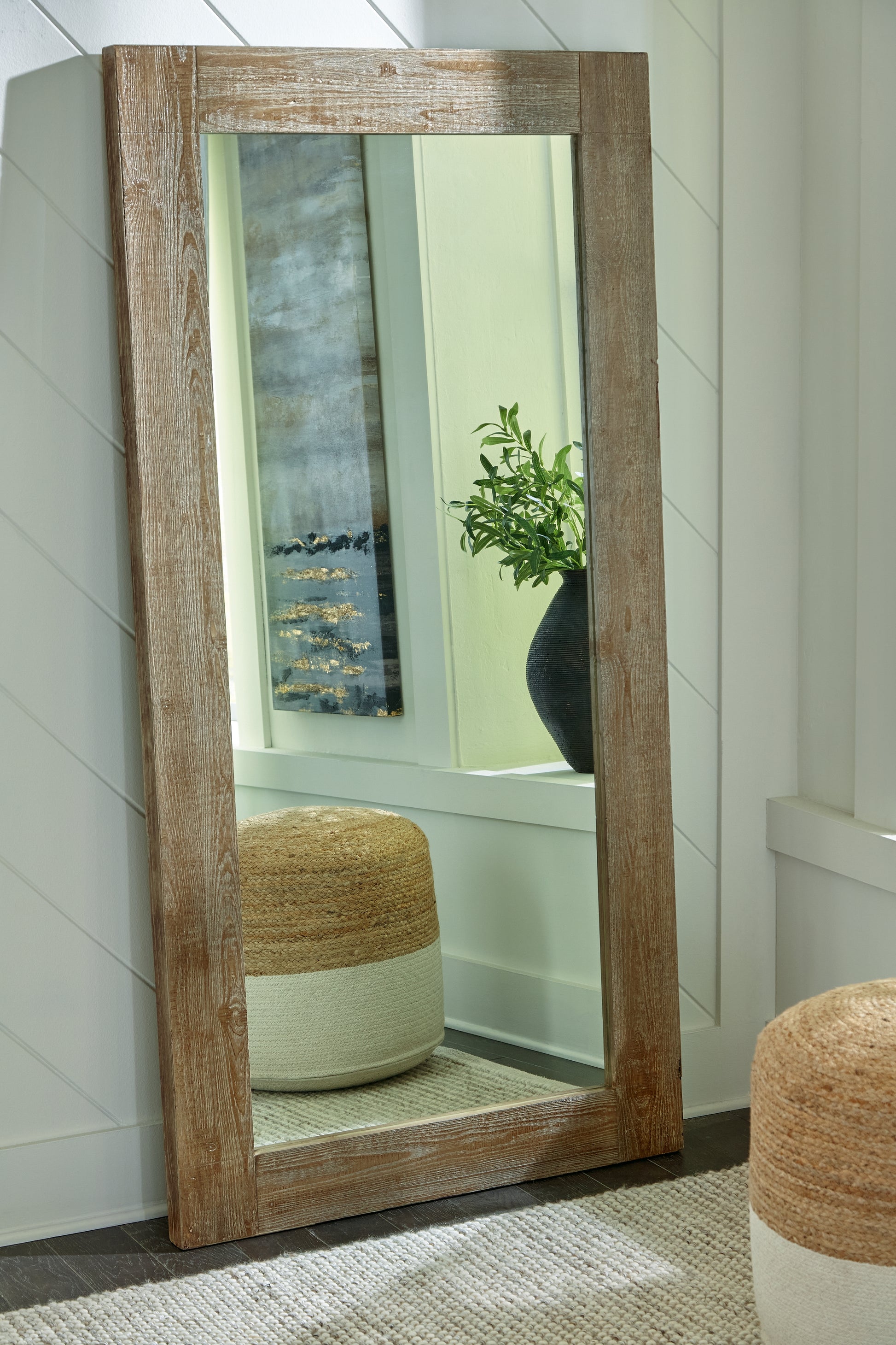 Myers Furniture Outlet - Ashley Furniture - Waltleigh Mirror - Floor Mirror / Distressed Brown - A8010278