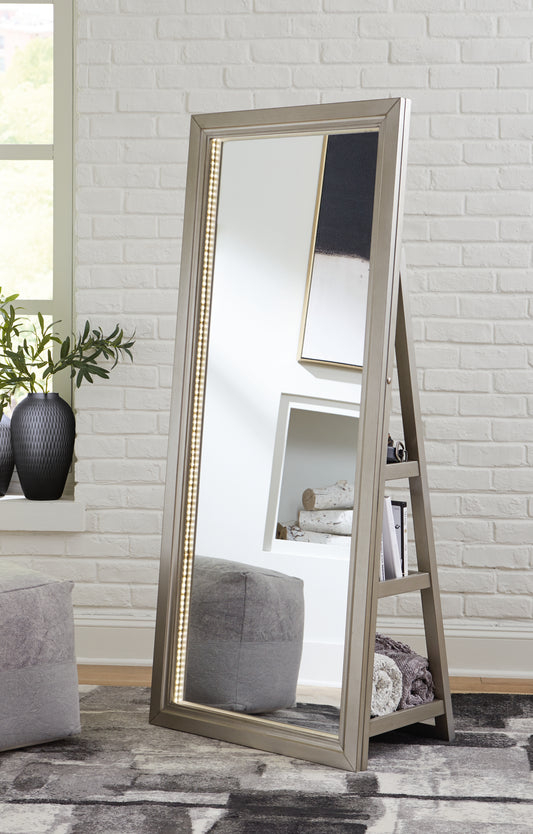Myers Furniture Outlet - Ashley Furniture - Evesen Mirror - Floor Standing Mirror/Storage / White - A8010383