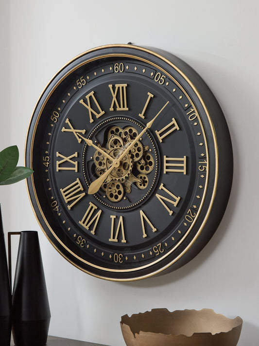 Myers Furniture Outlet - Ashley Furniture - Dairton Wall Decor - Wall Clock / Black/Gold Finish - A8010385
