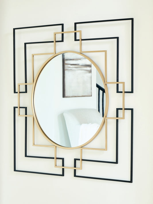 Myers Furniture Outlet - Ashley Furniture - Oceanal Mirror - Accent Mirror / Black/Gold Finish - A8010394